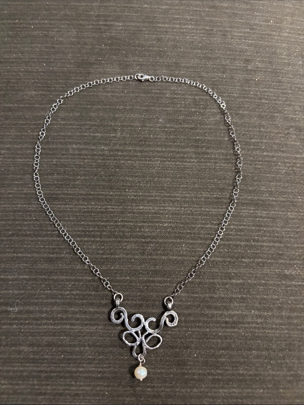 .925 Sterling Silver Vntg PZ Fine Jewelry PEARL Cable Link Chain NECKLACE